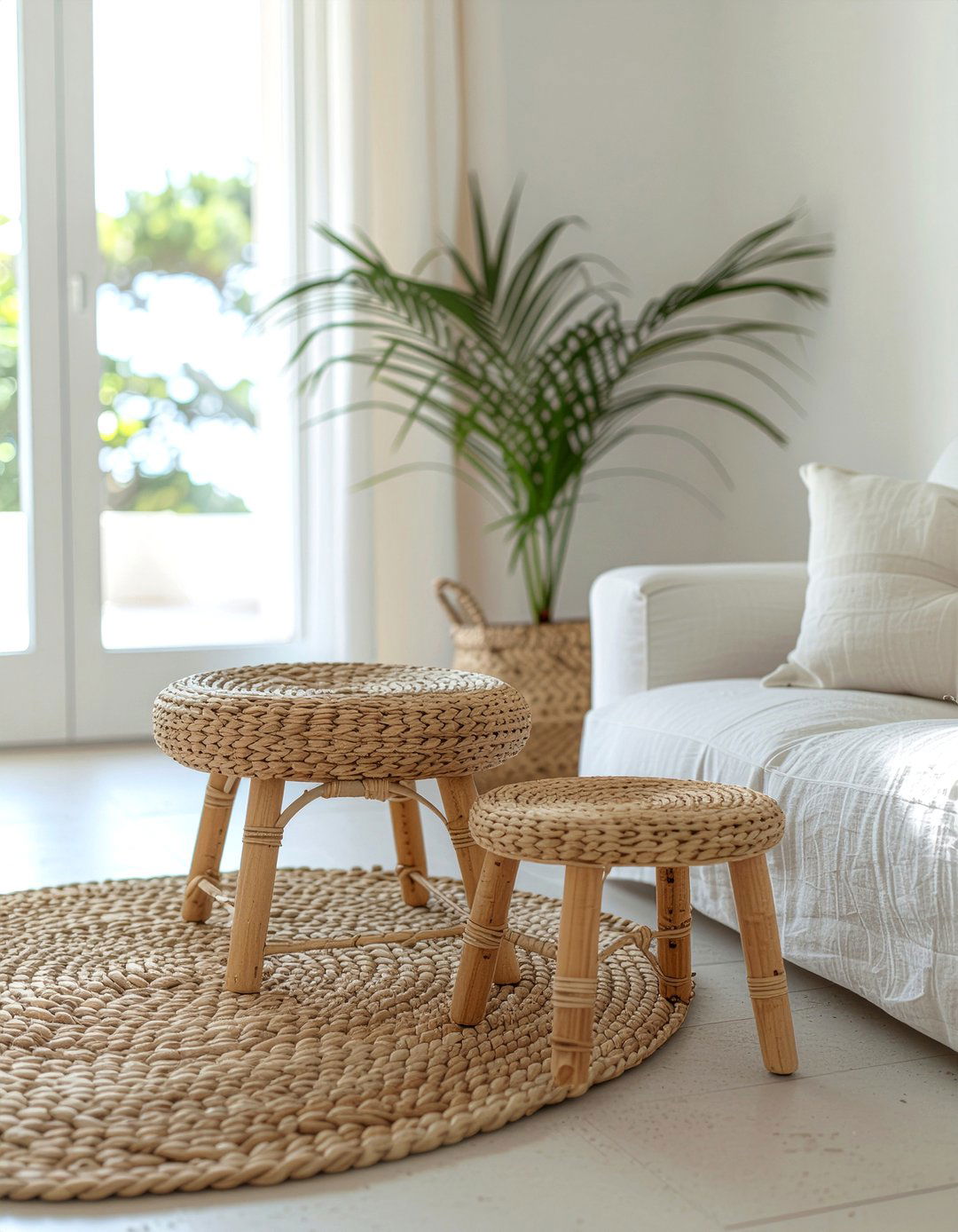 Woven Straw Stool - 30 living room Moroccan furniture ideas