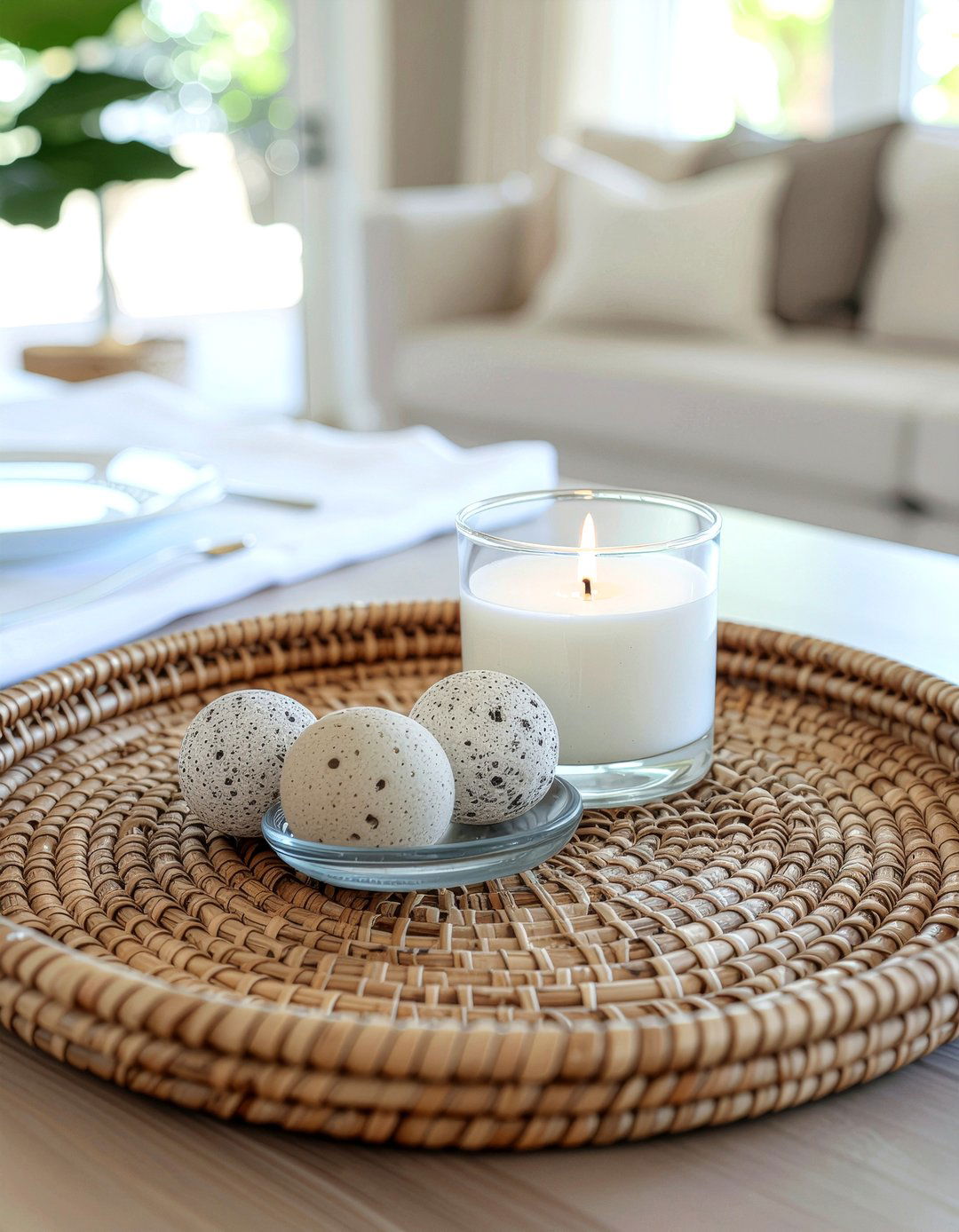 Woven Tray - 30 low centerpiece dining ideas