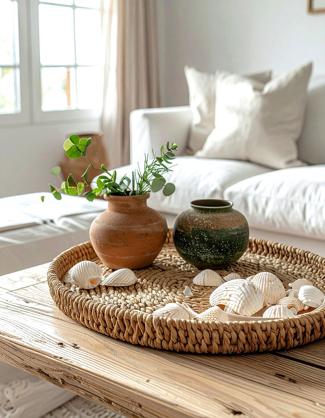 Woven Tray Styling - 30 coffee table tray styling ideas