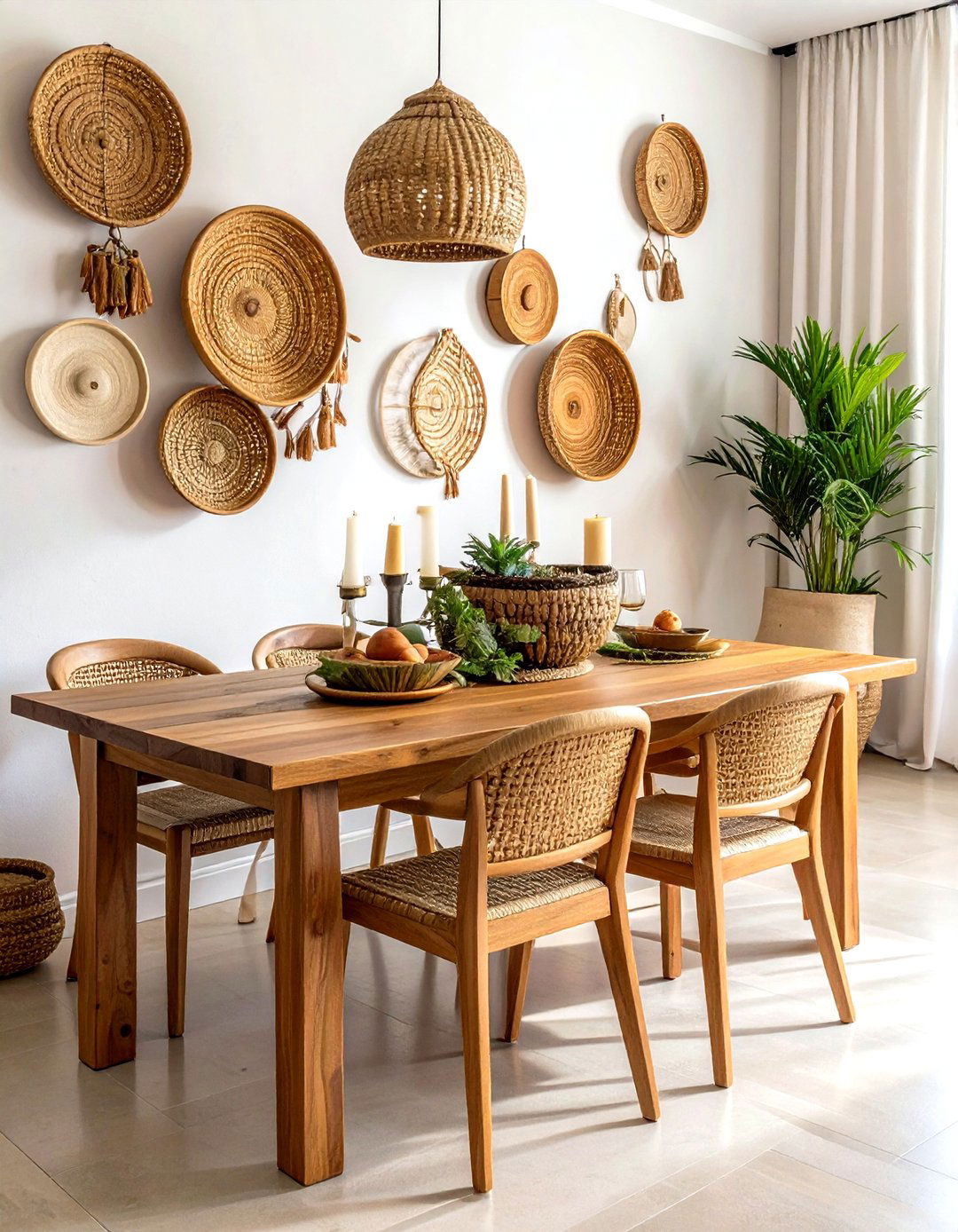 Woven Wall Baskets - 30 thrift store dining room ideas