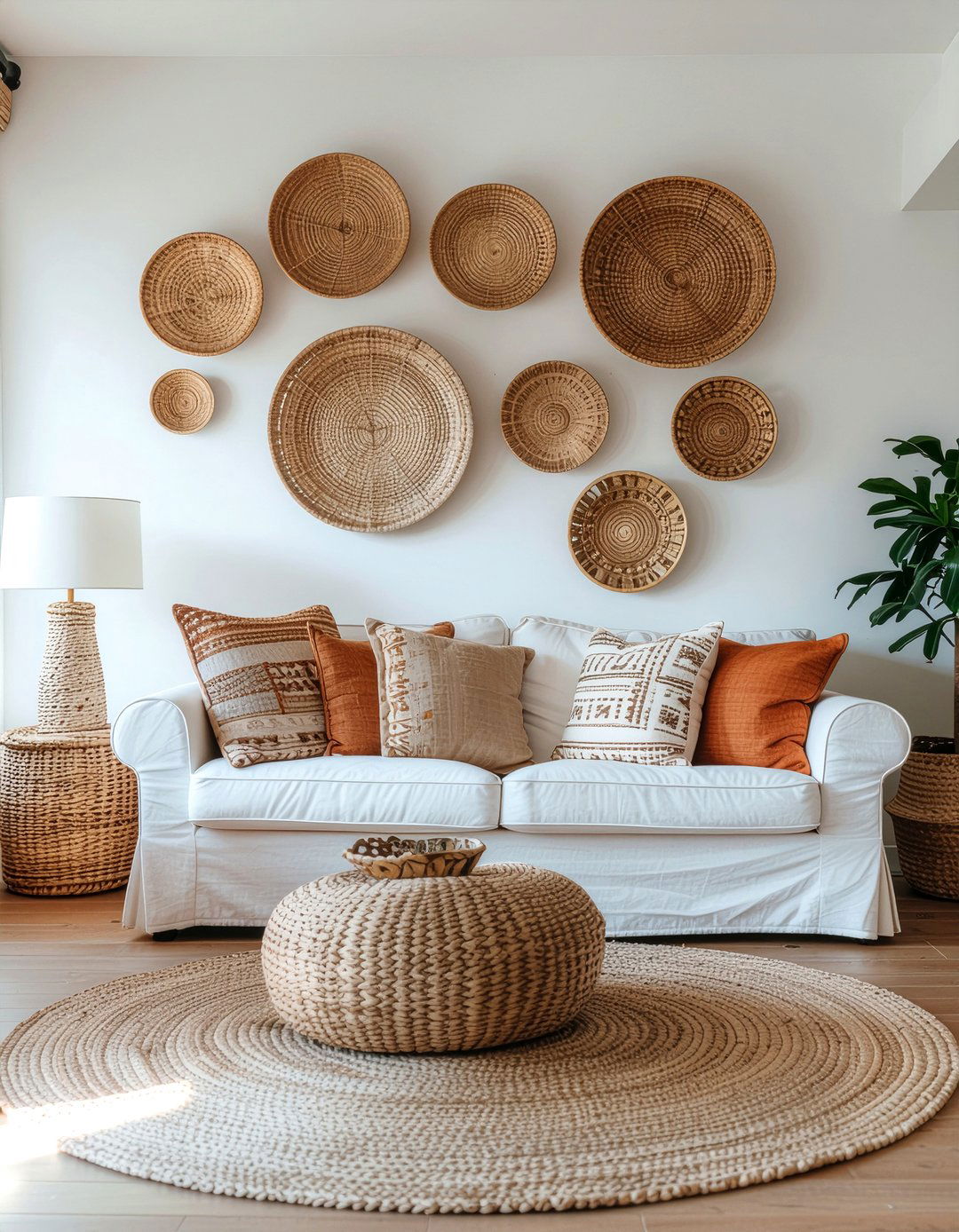 Woven Wall Baskets - 30 DIY living room decor ideas