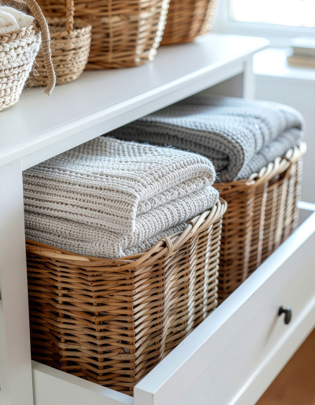 Woven Wicker Bins - 30 bedroom drawer organizers