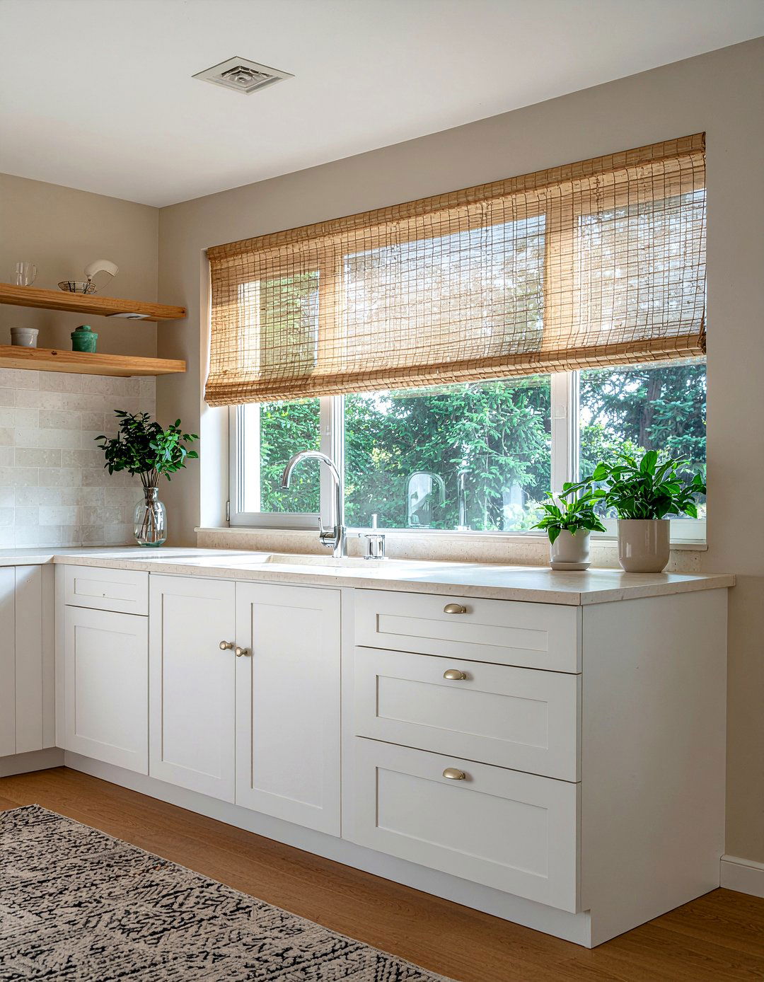 Woven Wood Shades - 30 kitchen window treatment ideas
