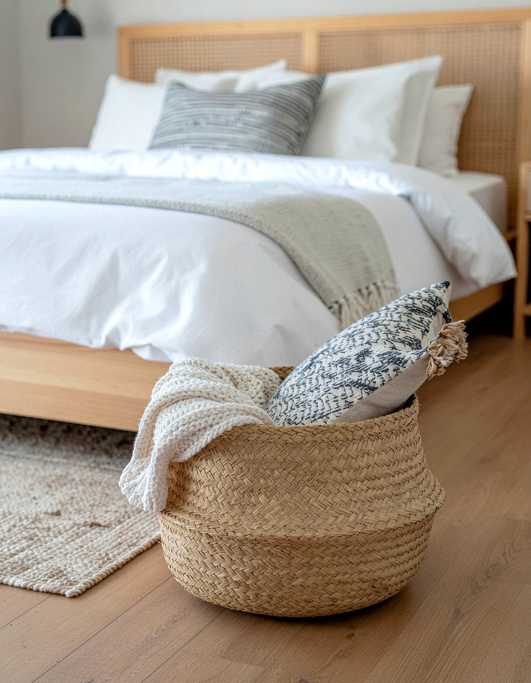 Woven basket - 30 Korean bedroom ideas