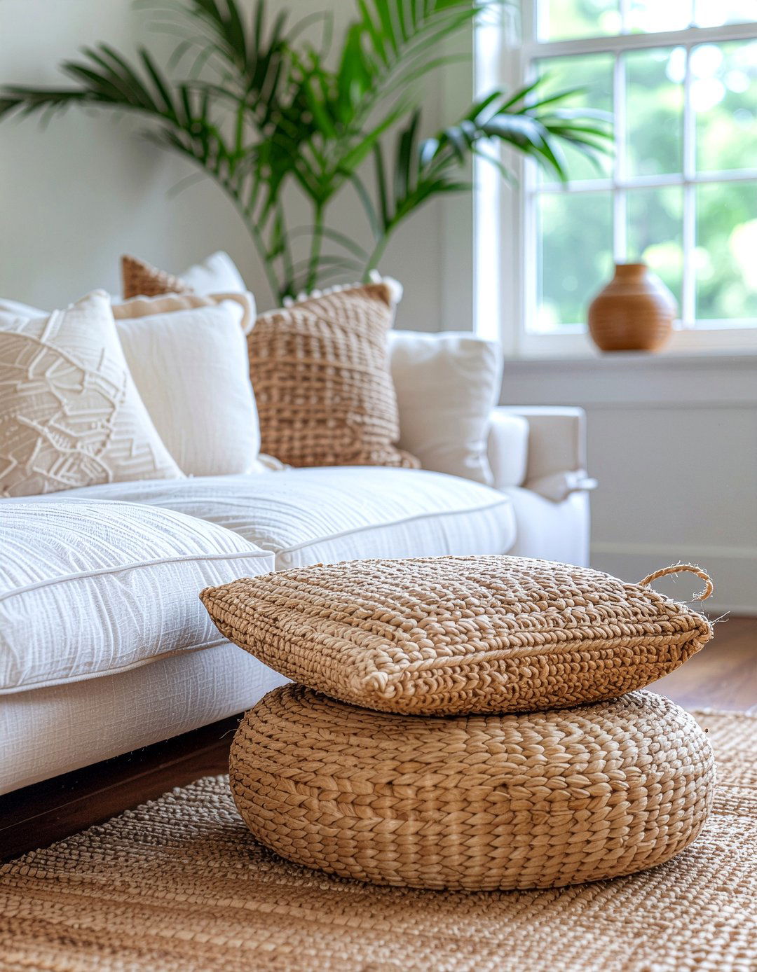 Woven basket - 30 rental apartment living room ideas