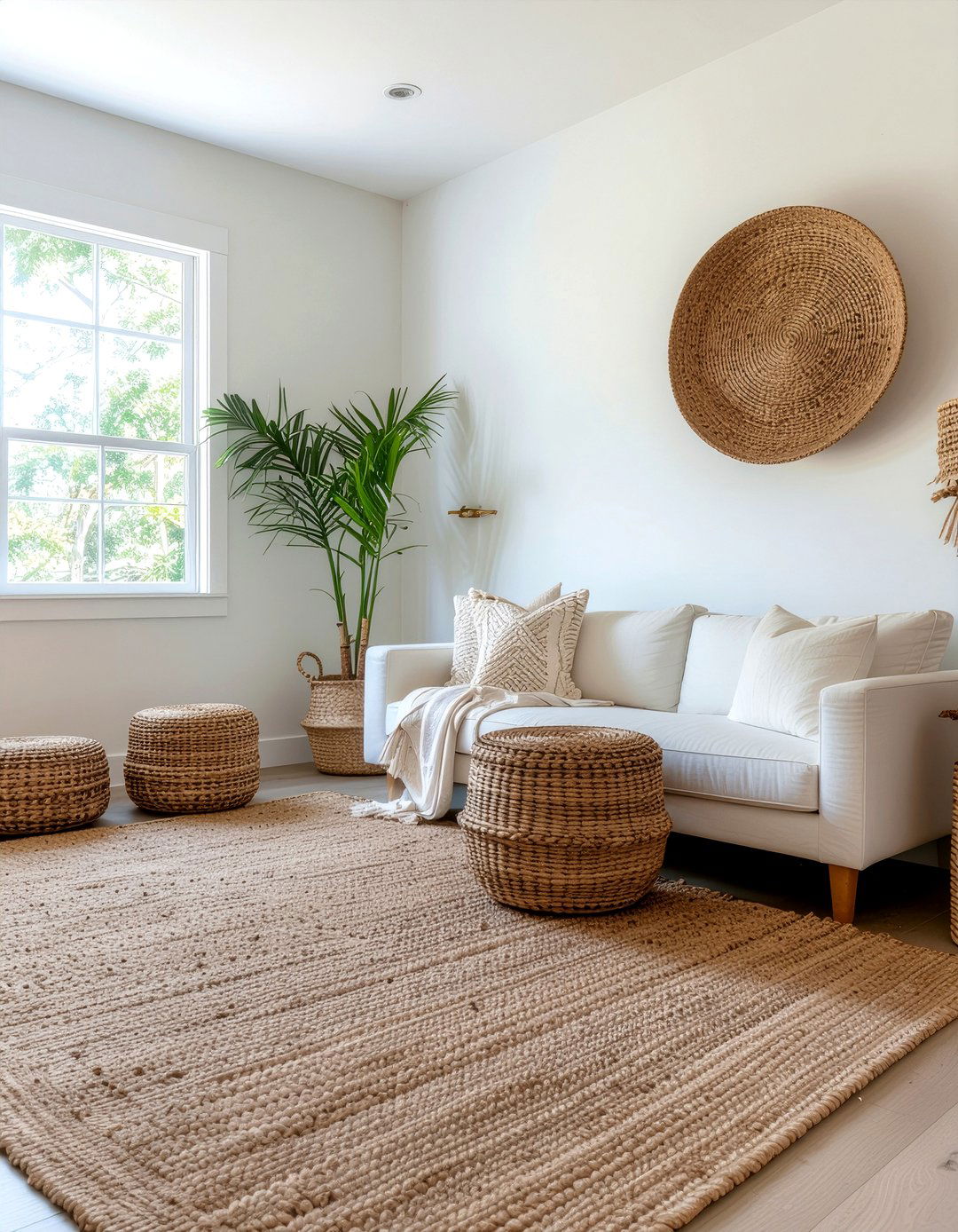 Woven basket living room - 30 sanctuary living room ideas