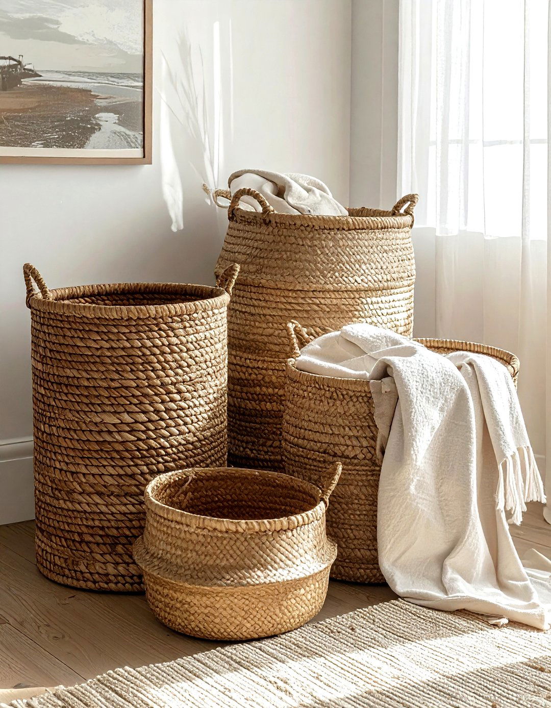Woven basket storage - 30 decor layering ideas