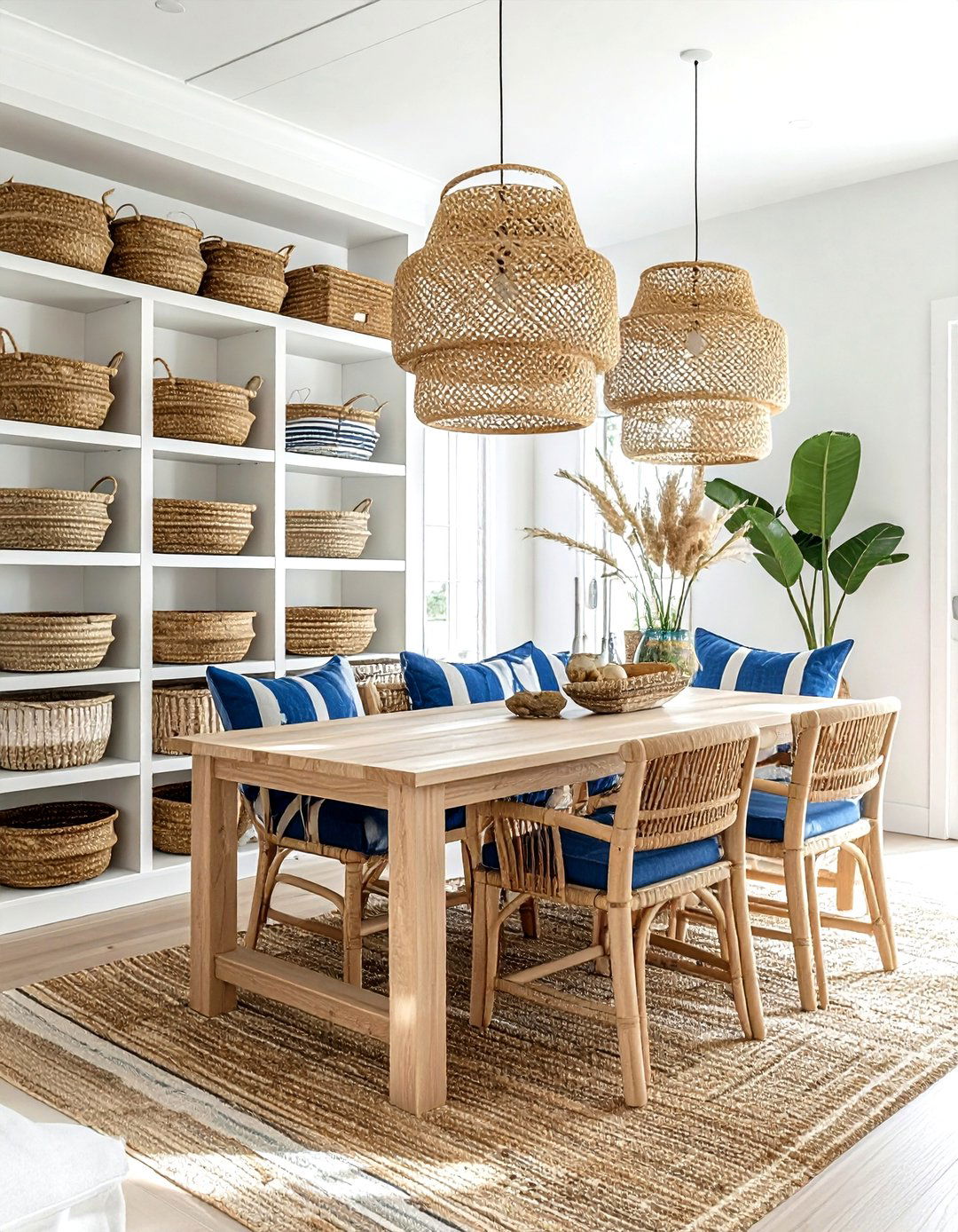 Woven basket storage - 30 dining room clever storage ideas