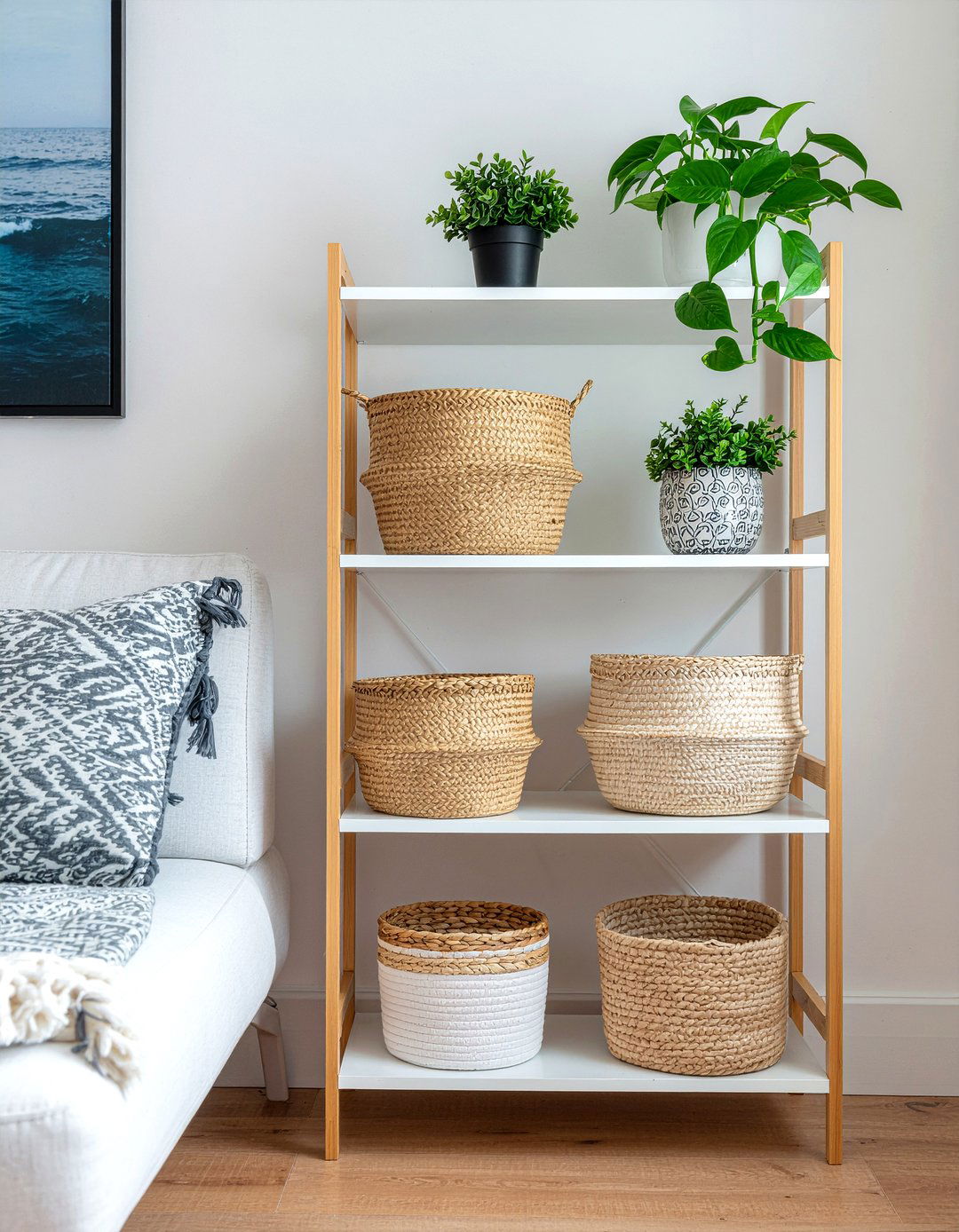 Woven basket storage living room - 30 relaxation living room ideas