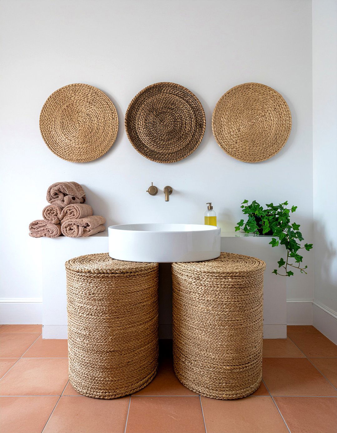 Woven basket wall mount - 30 bathroom innovative storage ideas