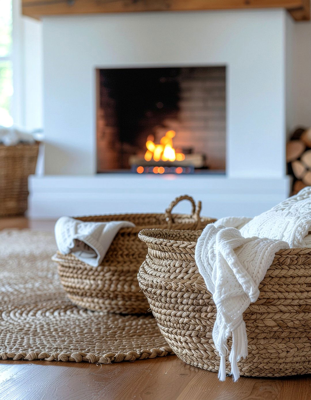 Woven baskets - 30 feminine living room ideas