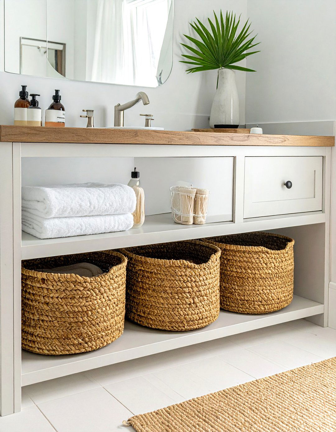 Woven baskets - 30 beach house bathroom ideas