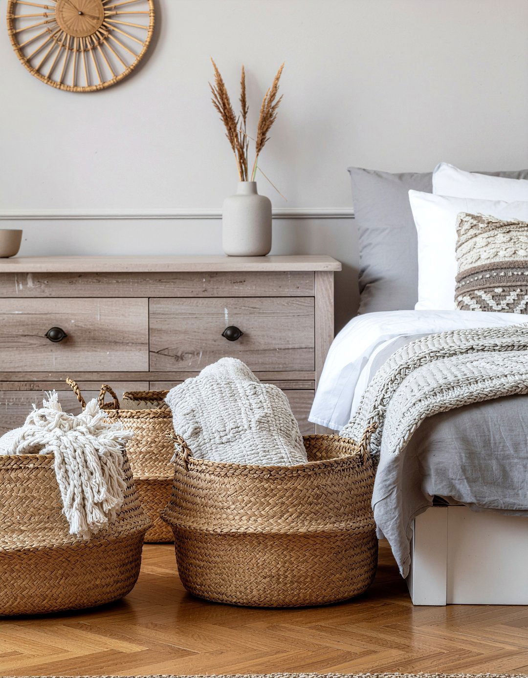 Woven baskets - 30 bedroom on a budget ideas