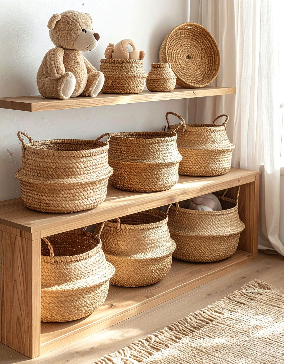 Woven baskets for toys - 30 playroom storage ideas