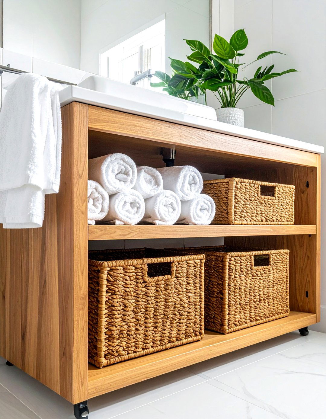 Woven baskets storage - 30 Fixer Upper bathroom ideas