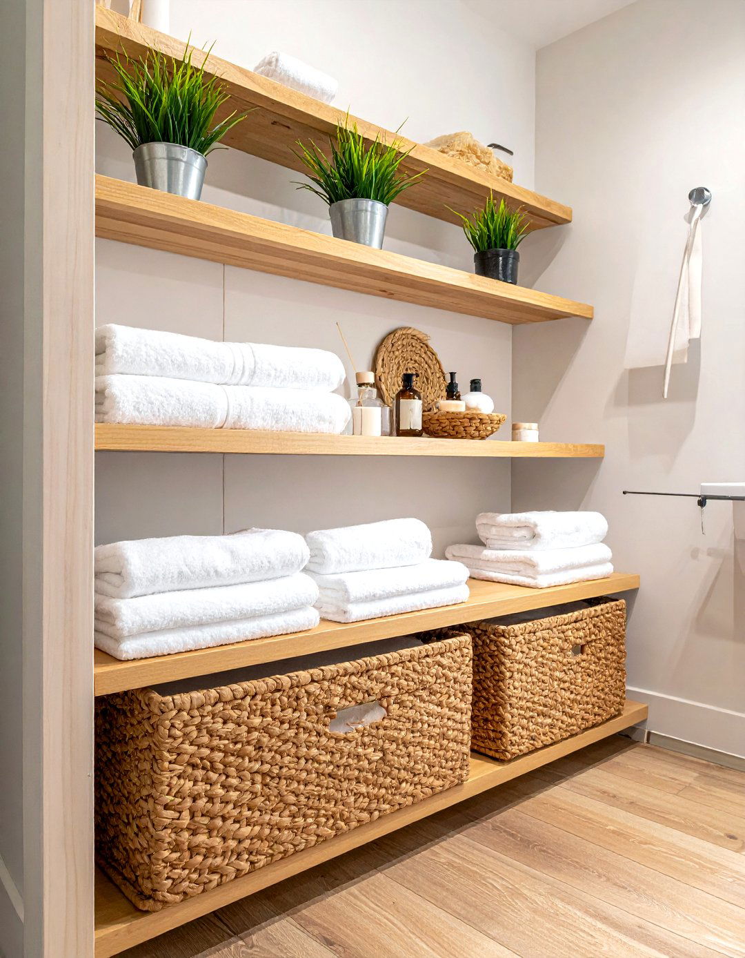 Woven bathroom baskets - 30 warm bathroom ideas