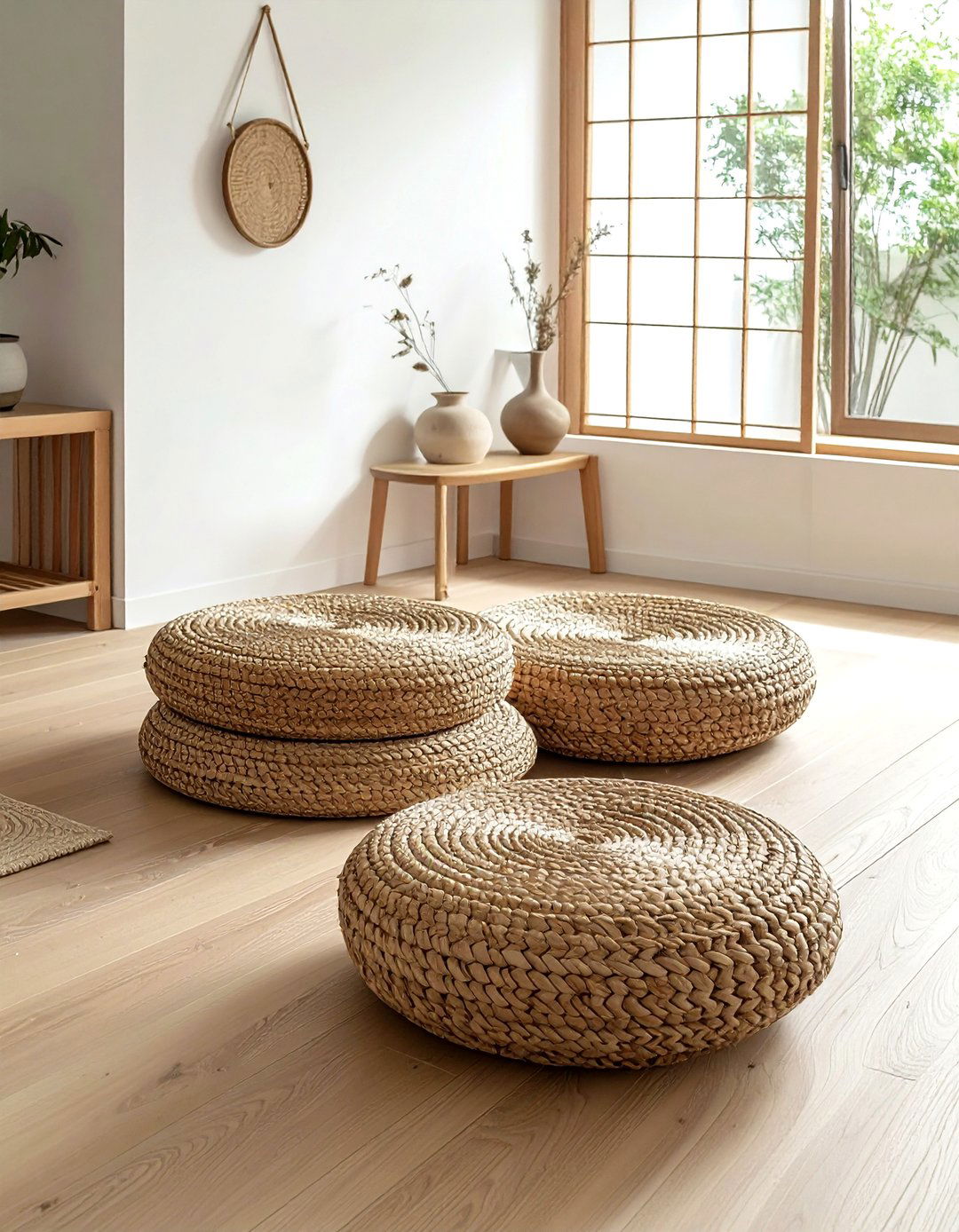 Woven floor cushion - 30 Japanese home decor ideas