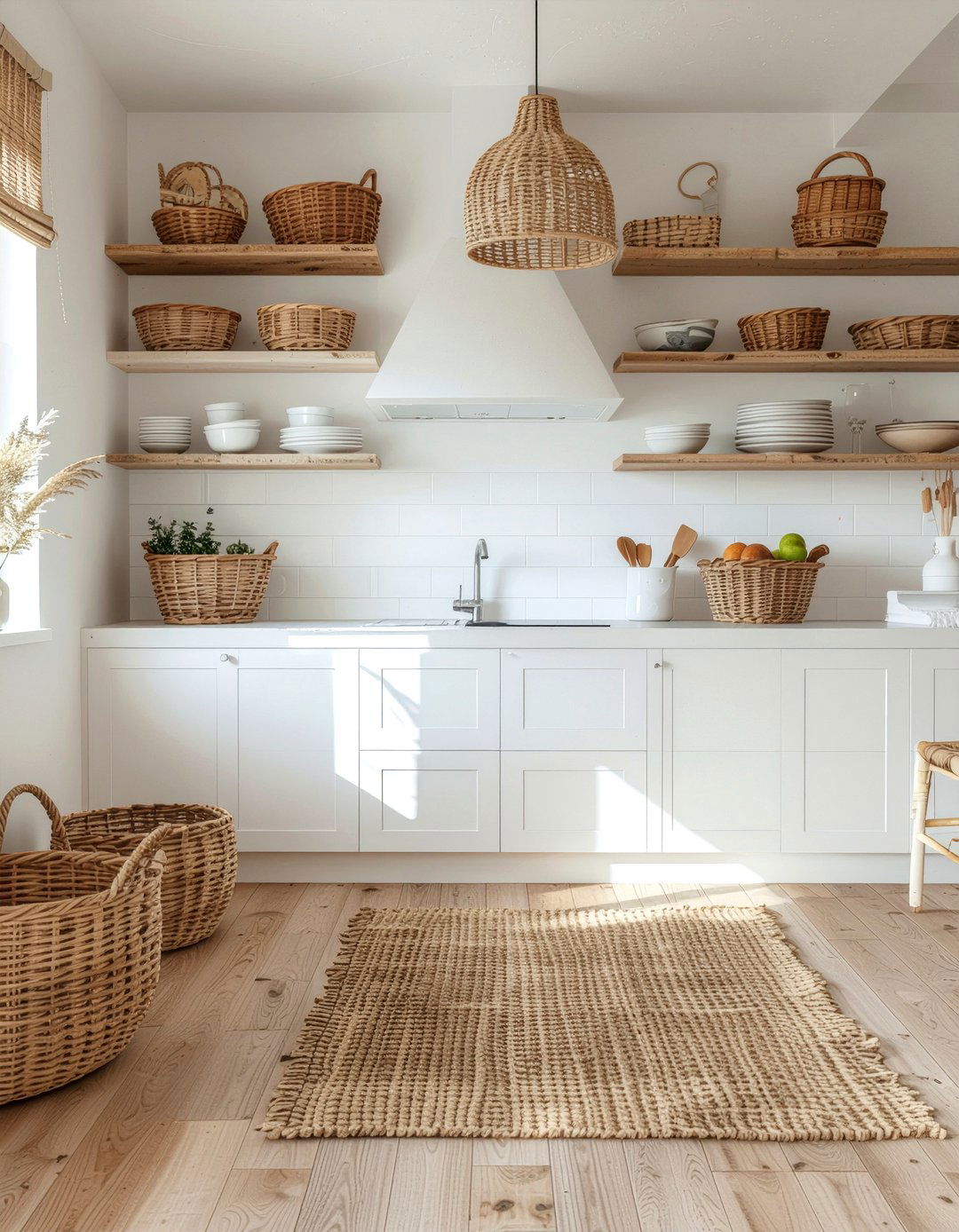 Woven kitchen accents - 30 beach kitchen ideas