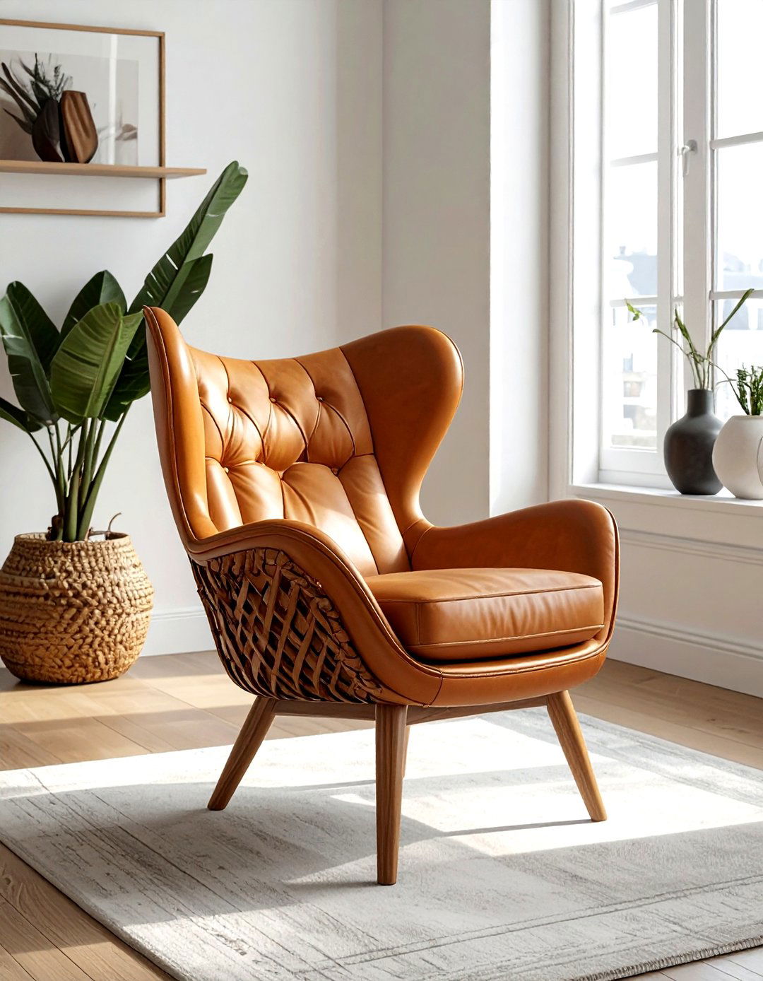 Woven leather chair - 30 living room side chair ideas