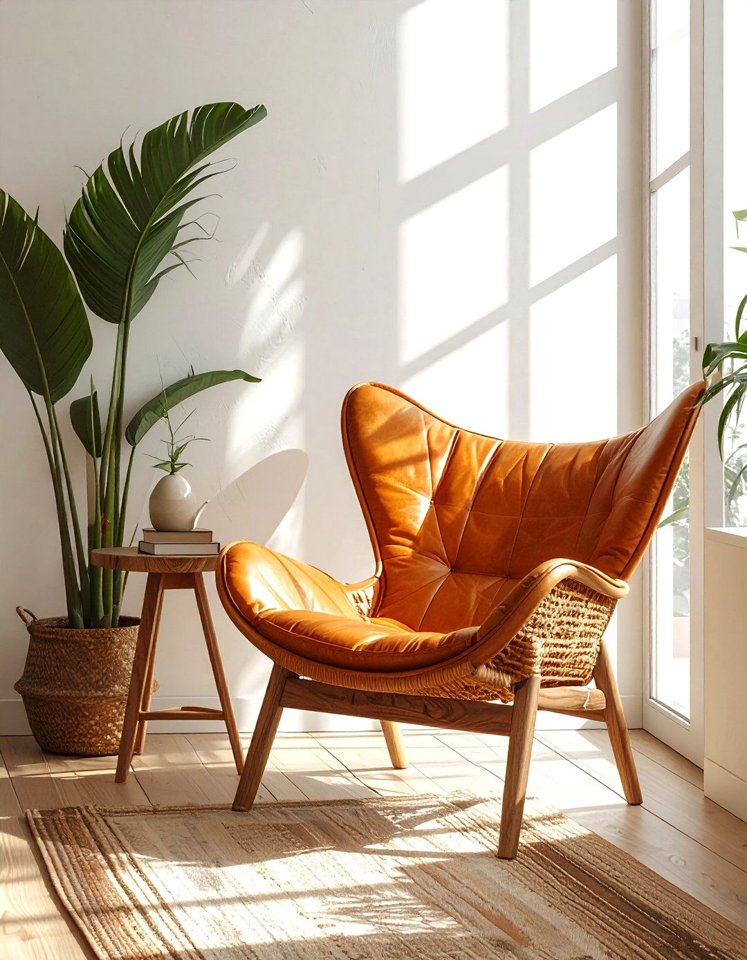 Woven leather chair - 30 leather decor ideas