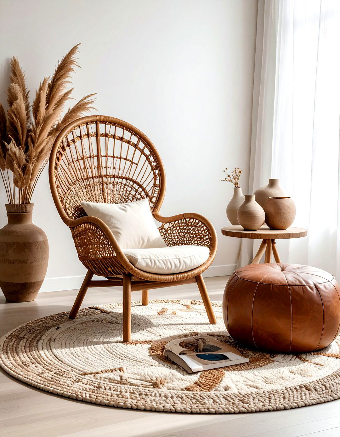 Woven peacock chair decor - 30 living room peacock chair ideas