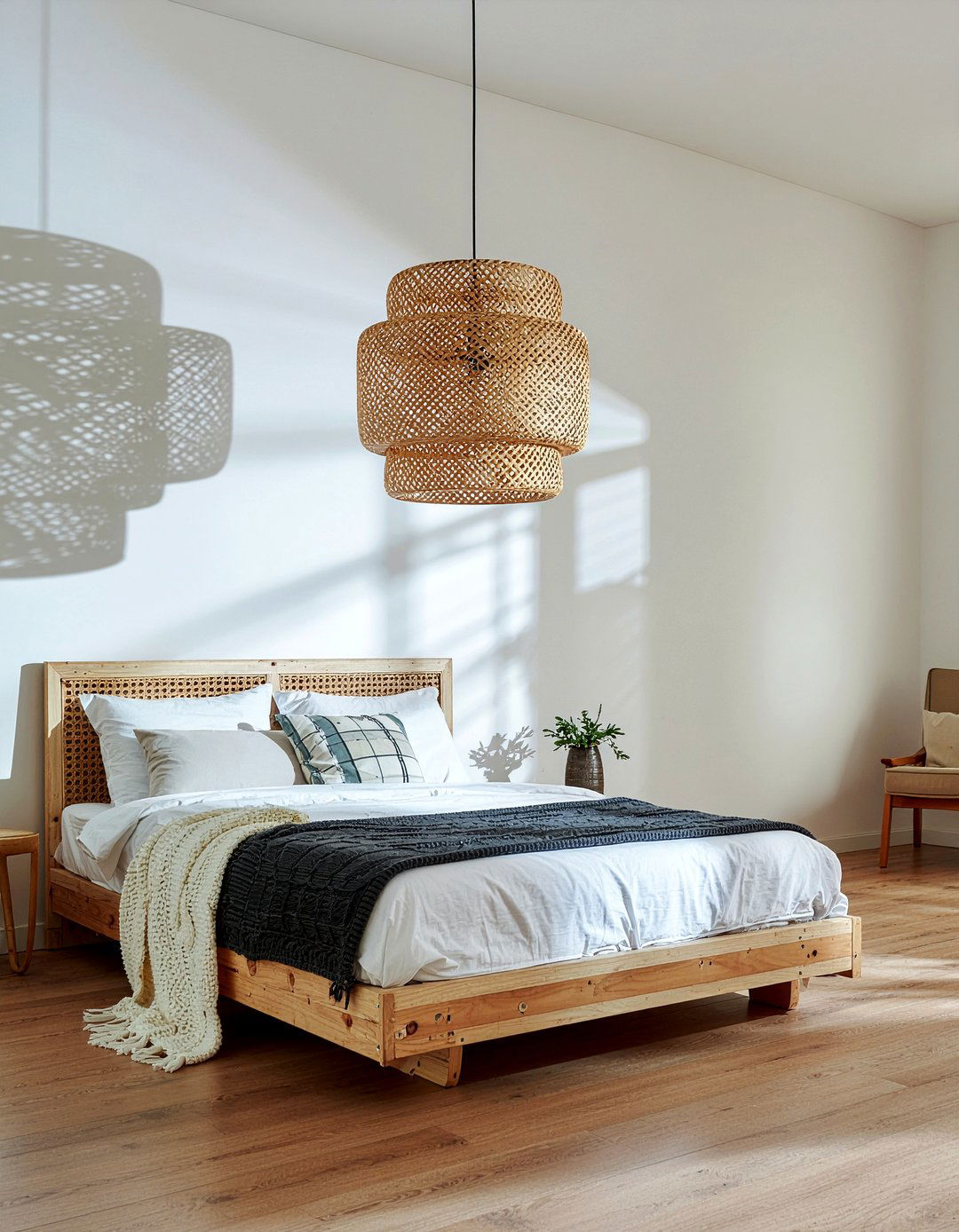 Woven pendant light - 30 coastal bedroom ideas
