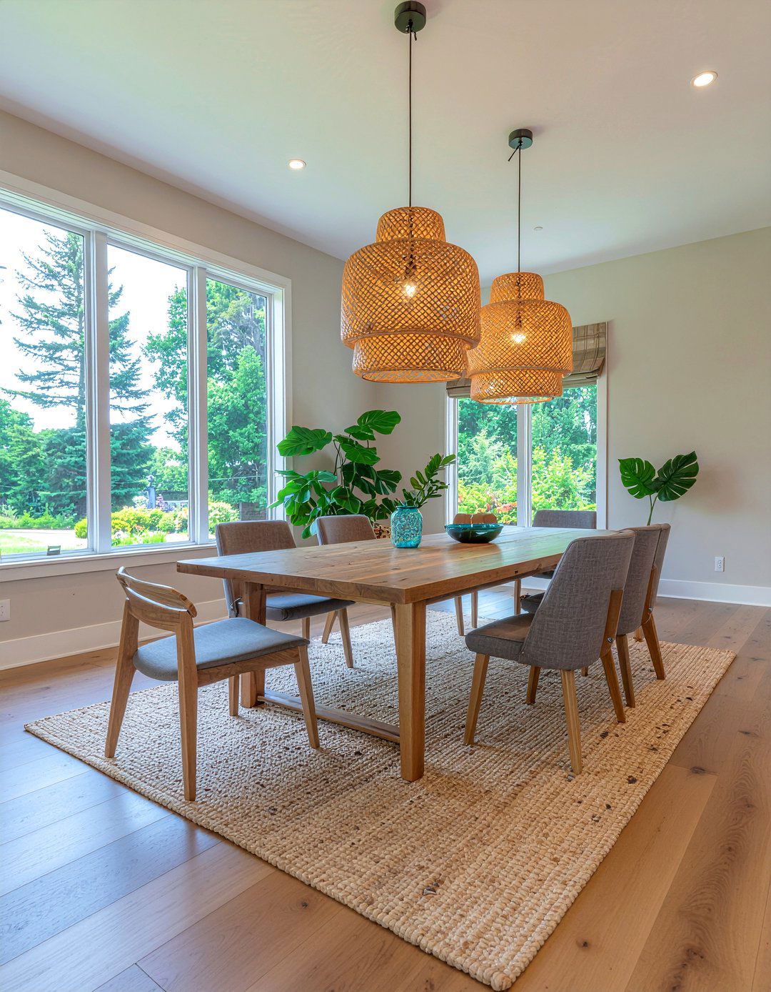 Woven pendant lighting - 30 rural dining room ideas