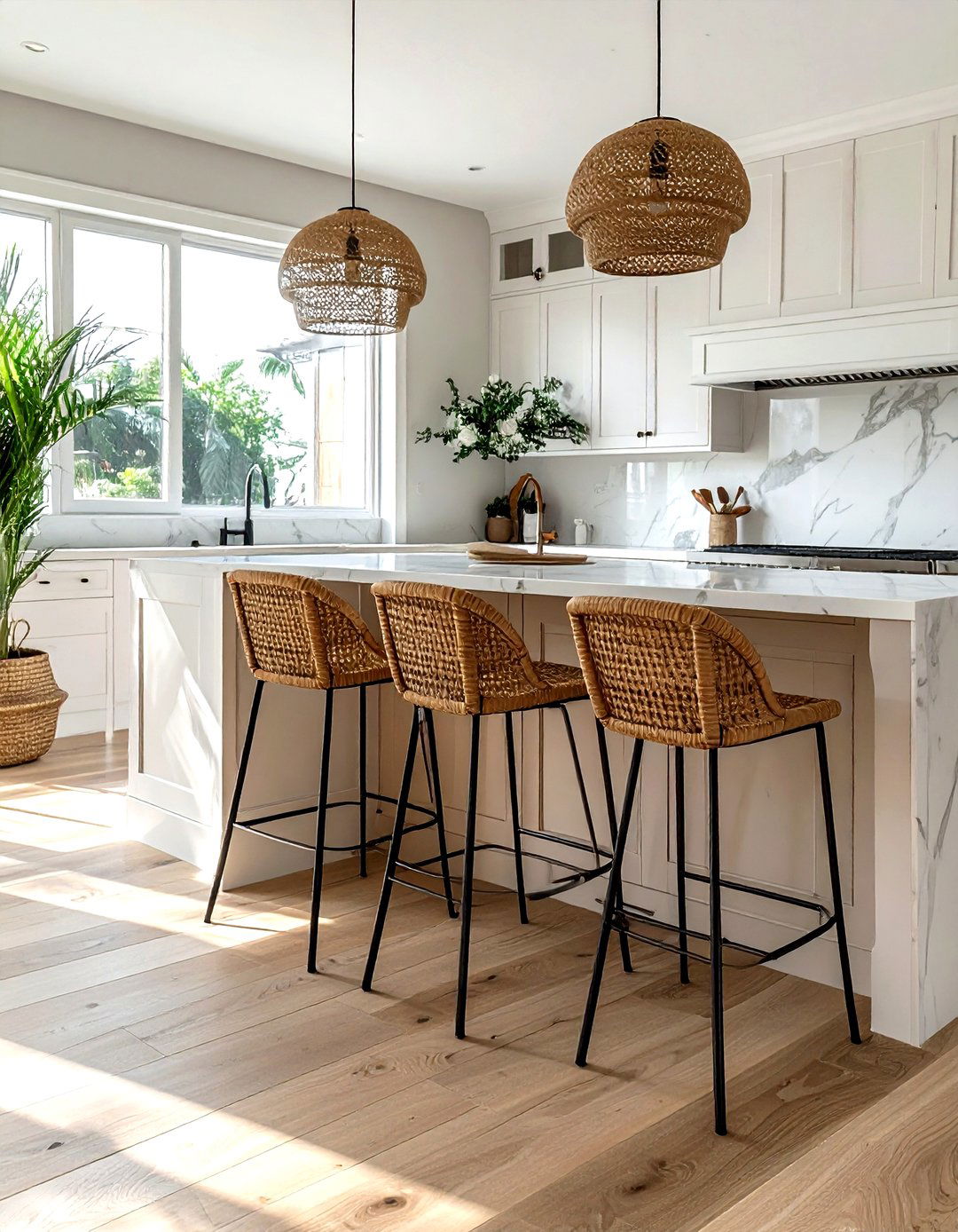 Woven rattan bar stools kitchen - 30 kitchen warm settings