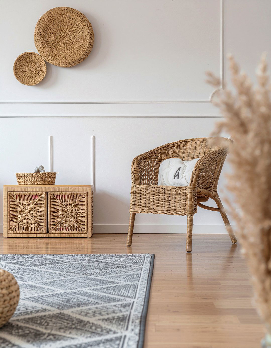 Woven rattan furniture living room - 30 scandinavian living room ideas