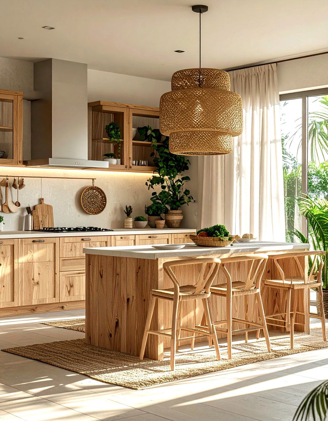 Woven rattan kitchen light - 30 kitchen lamp ideas