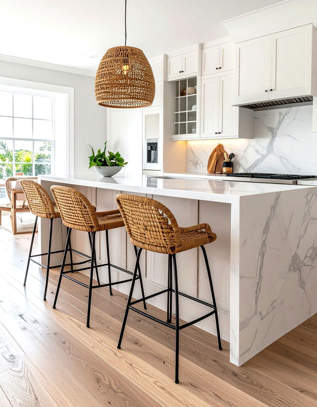 Woven rattan stools - 30 textured kitchen ideas