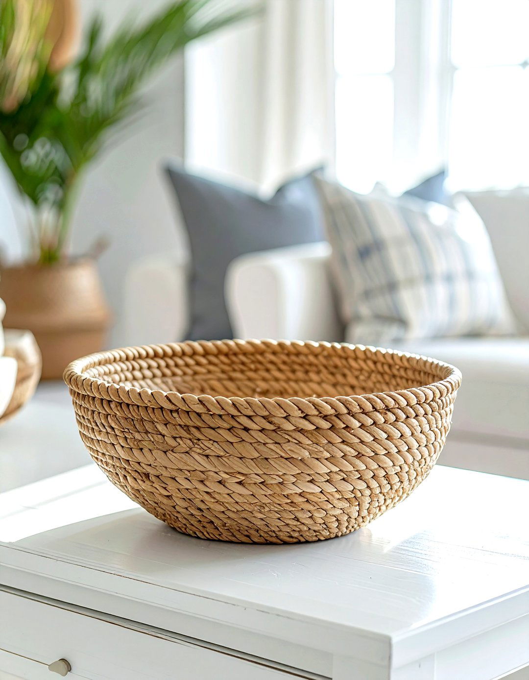 Woven seagrass bowl - 30 console bowl ideas