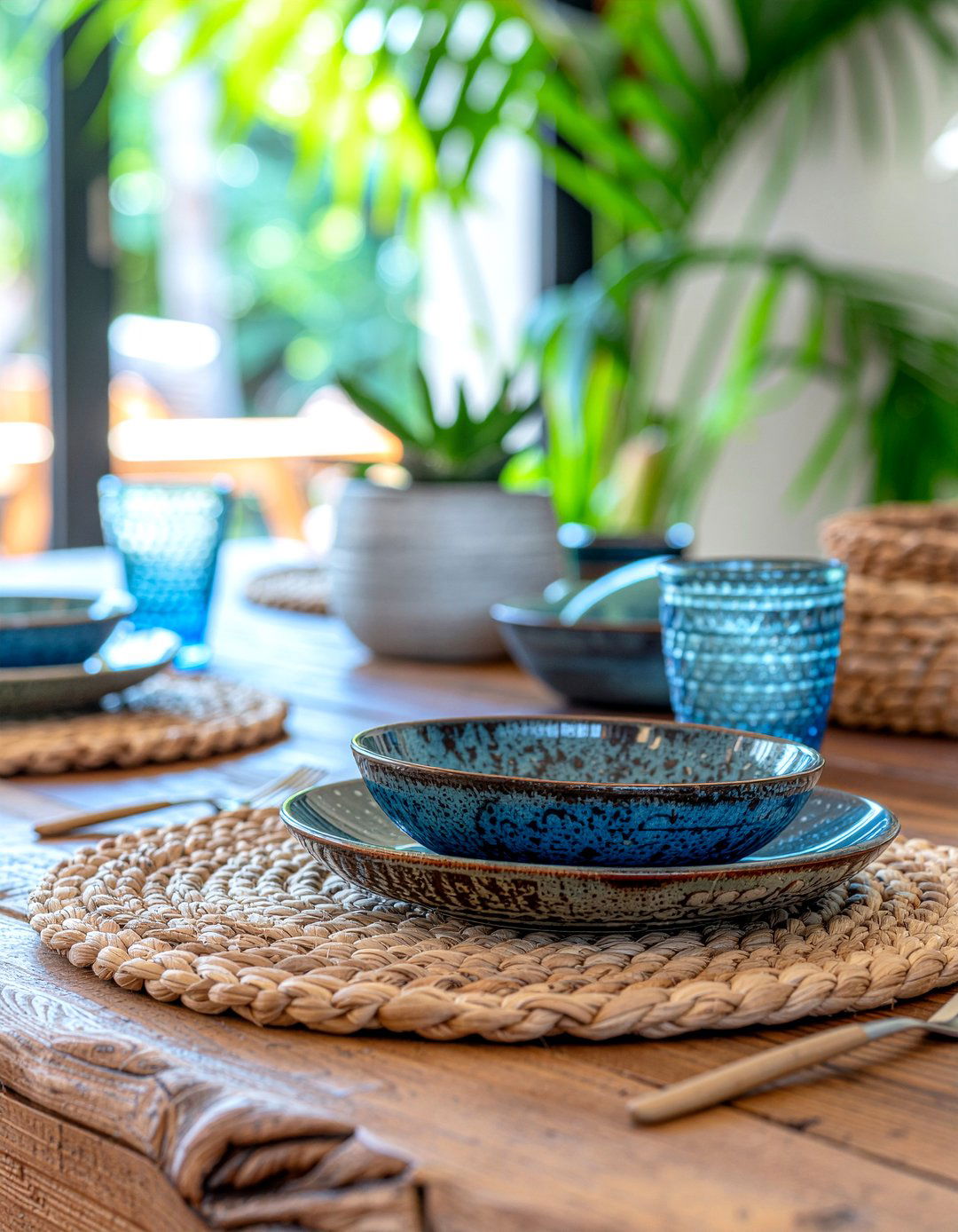 Woven seagrass charger plates - 30 charger plate dining ideas