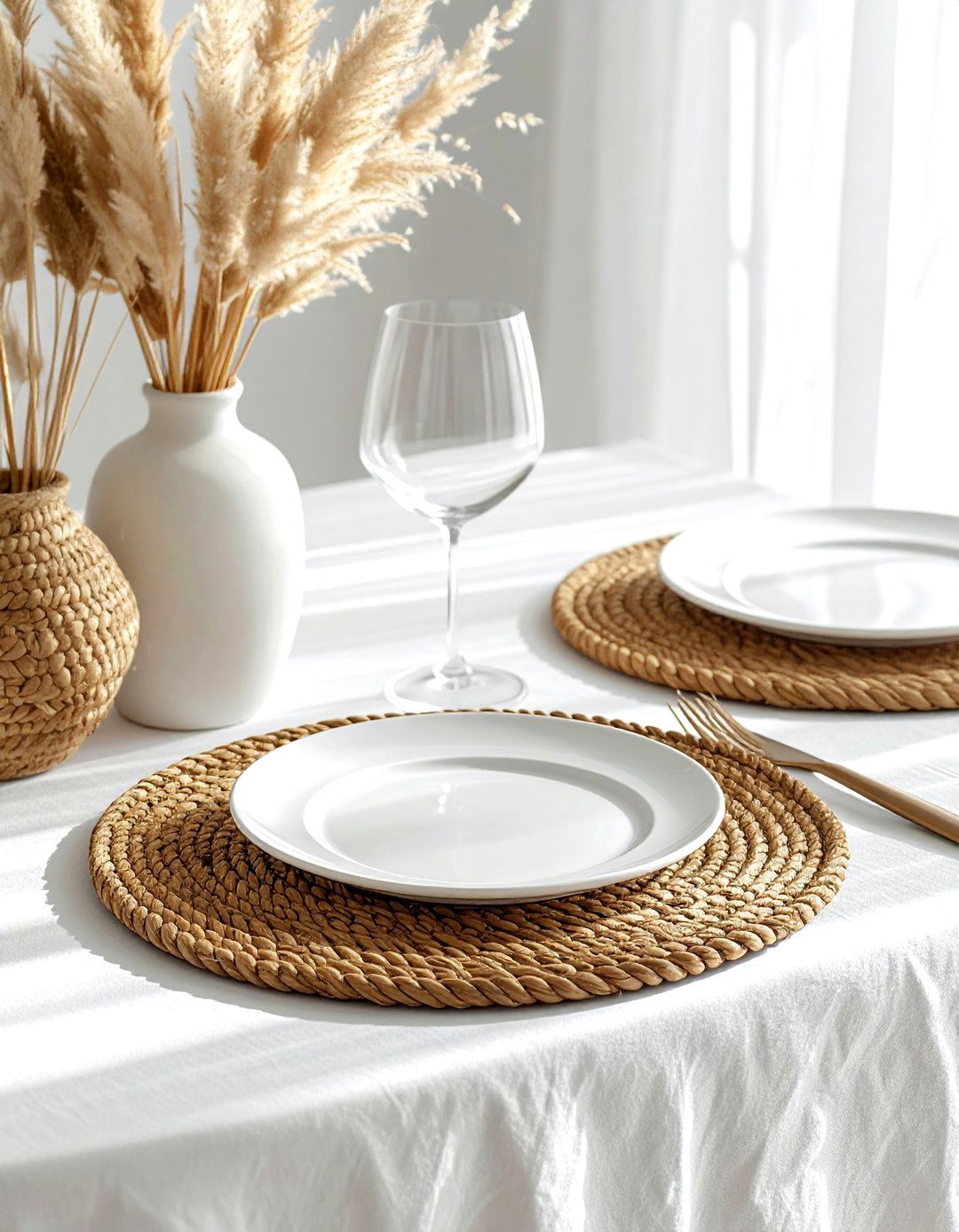 Woven seagrass placemats - 30 beige dining room accessories ideas