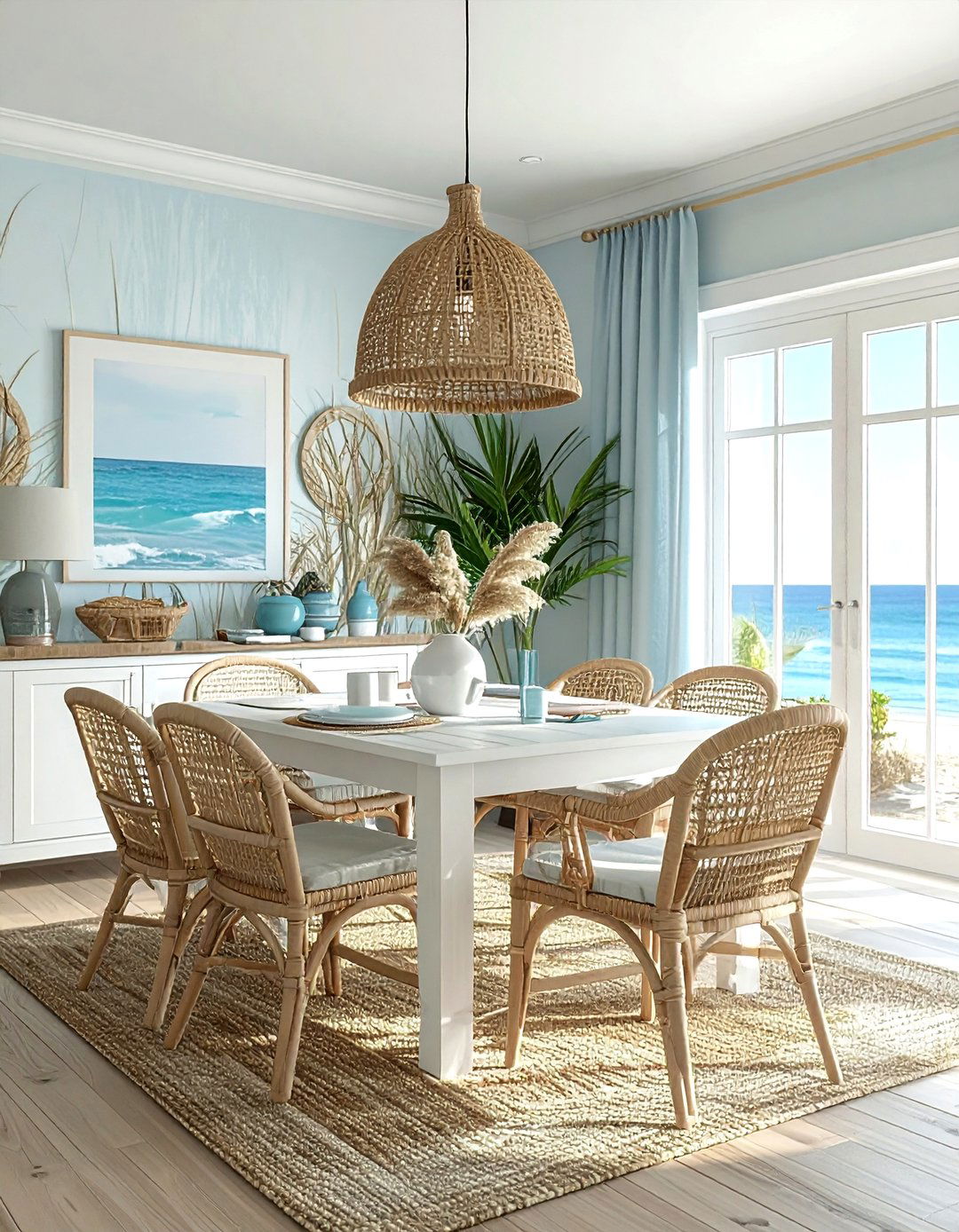 Woven seagrass wallpaper dining room - 30 textured wallpaper dining room ideas