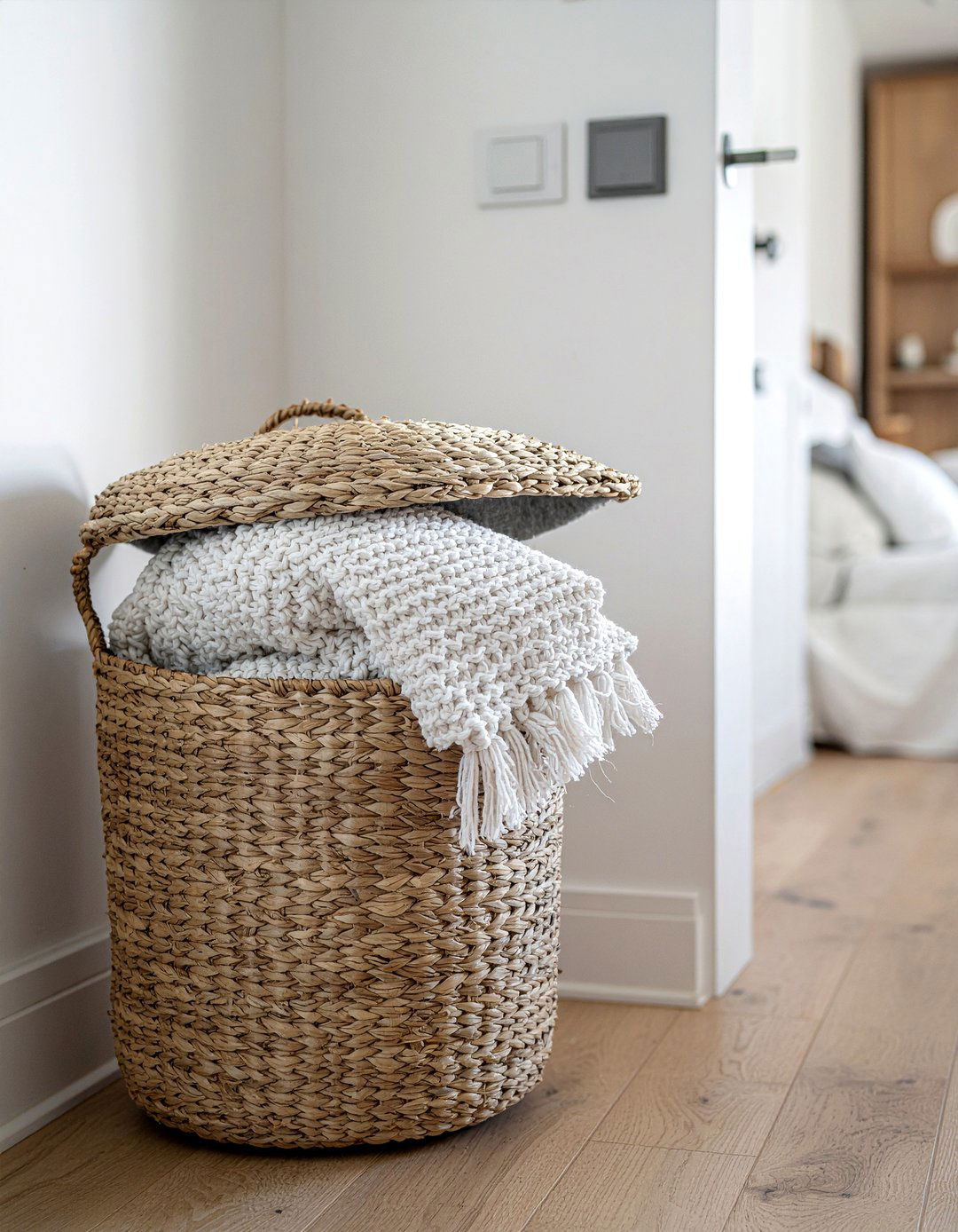 Woven storage basket - 30 Norwegian bedroom ideas