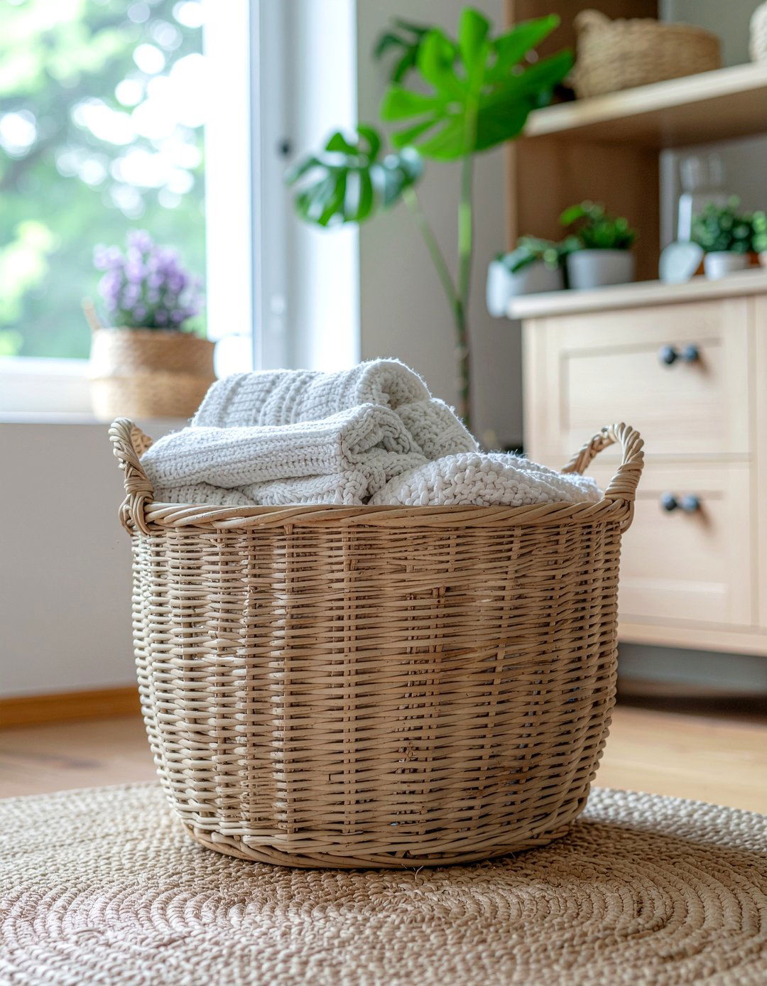 Woven storage basket - 30 Swedish living room ideas