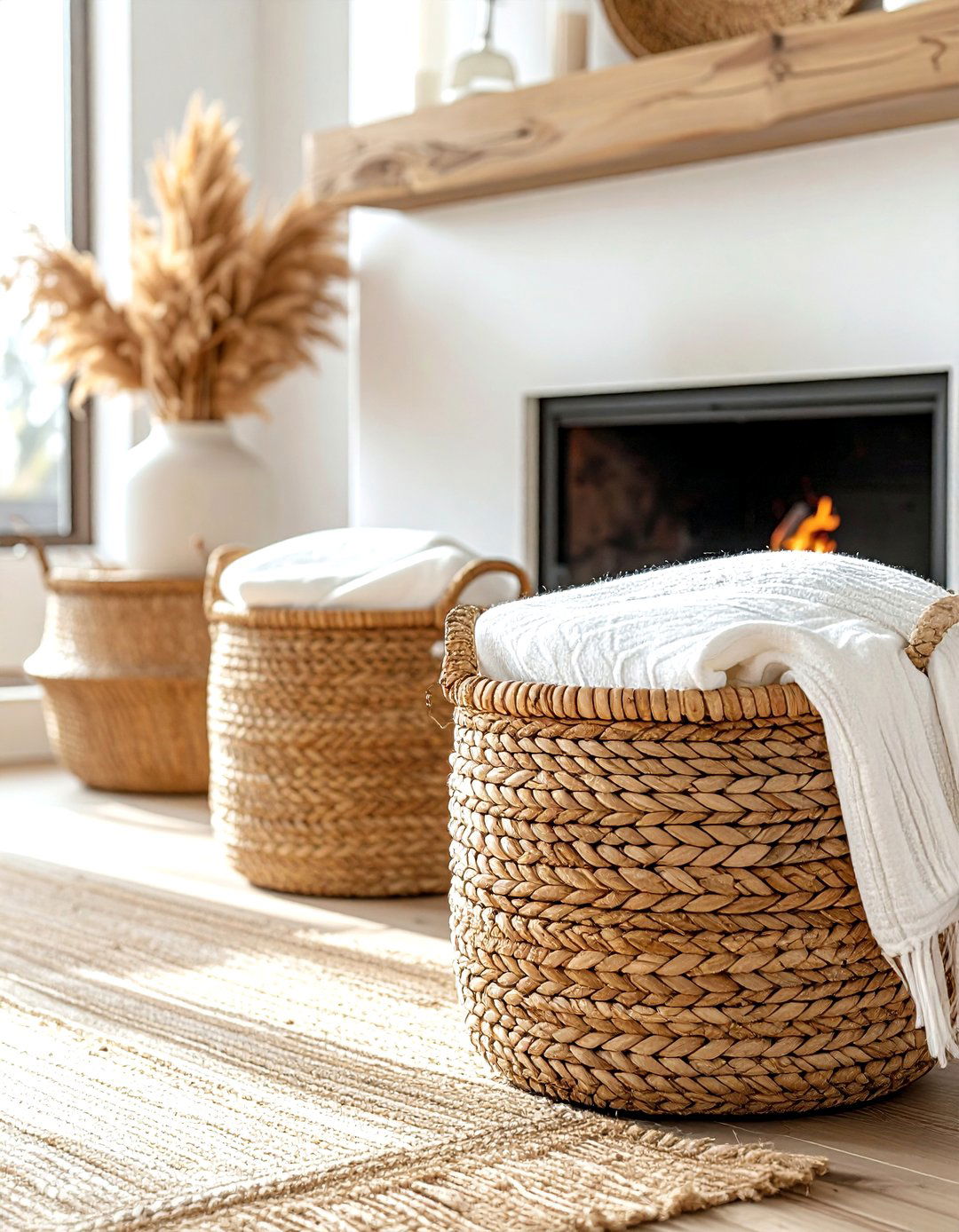 Woven storage basket - 30 beige living room accessories ideas