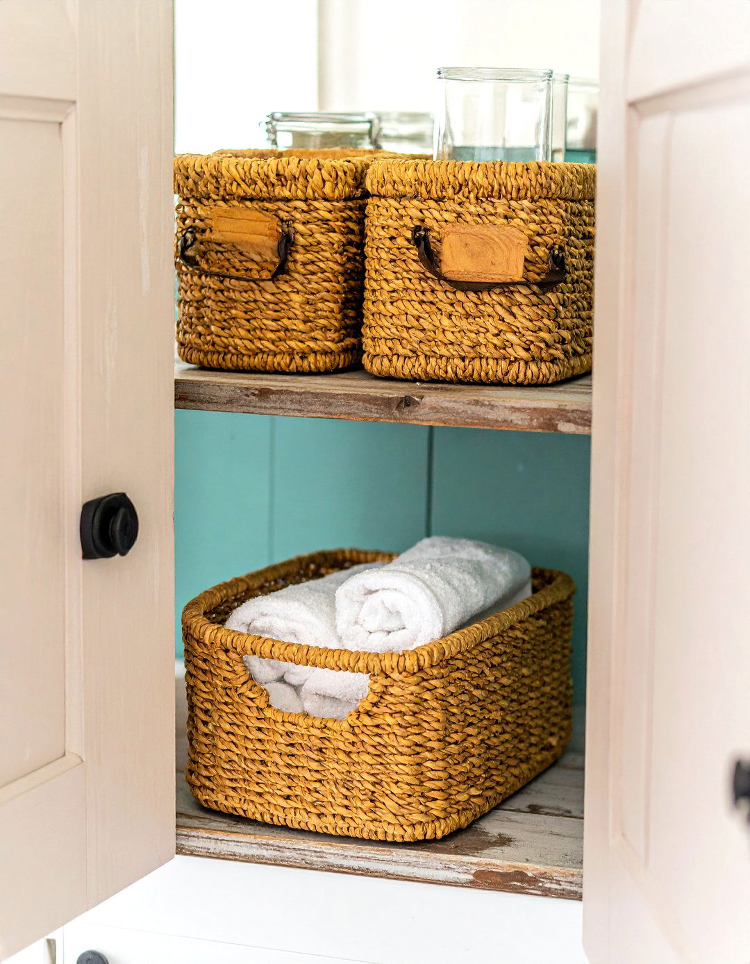 Woven storage baskets - 30 coastal bathroom ideas