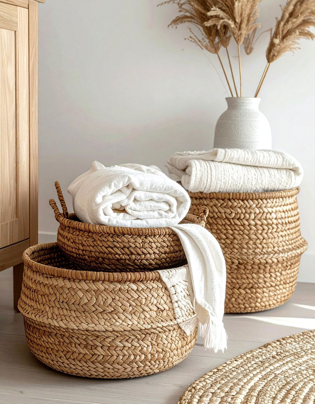 Woven storage baskets - 30 crisp decor ideas