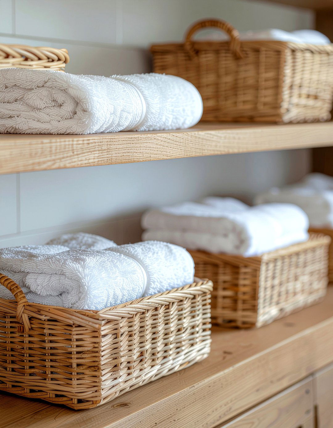 Woven storage baskets - 30 French country bathroom ideas