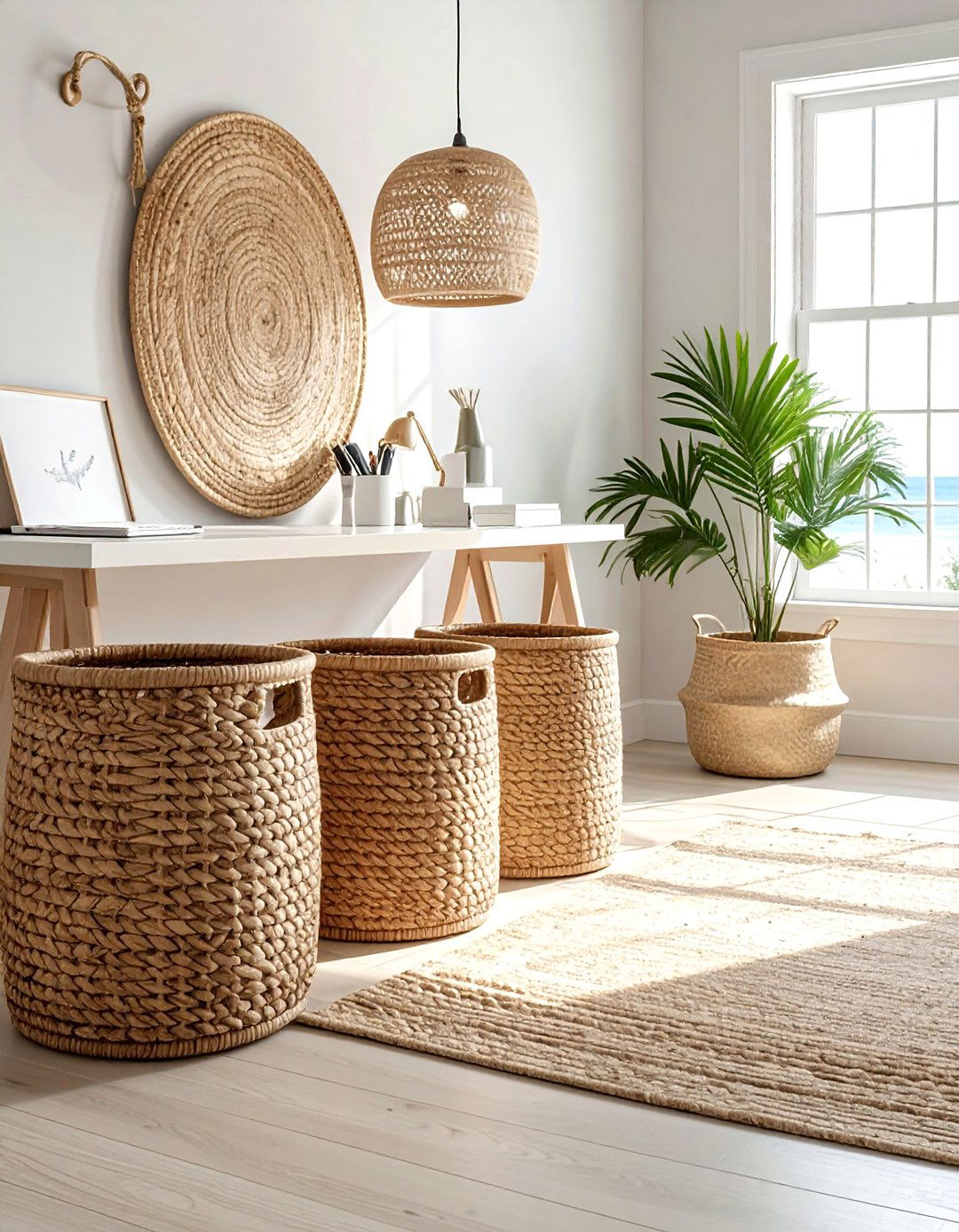 Woven storage baskets - 30 home office organization ideas