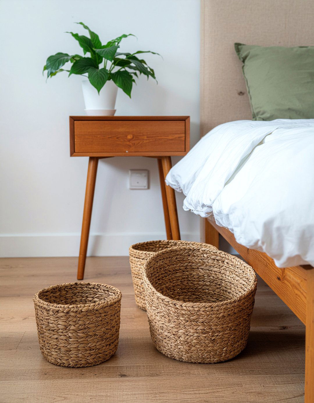 Woven storage baskets - 30 rustic bedroom ideas