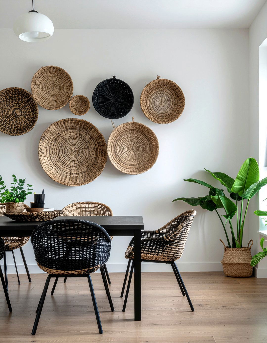 Woven wall baskets - 30 dining room wall decor ideas