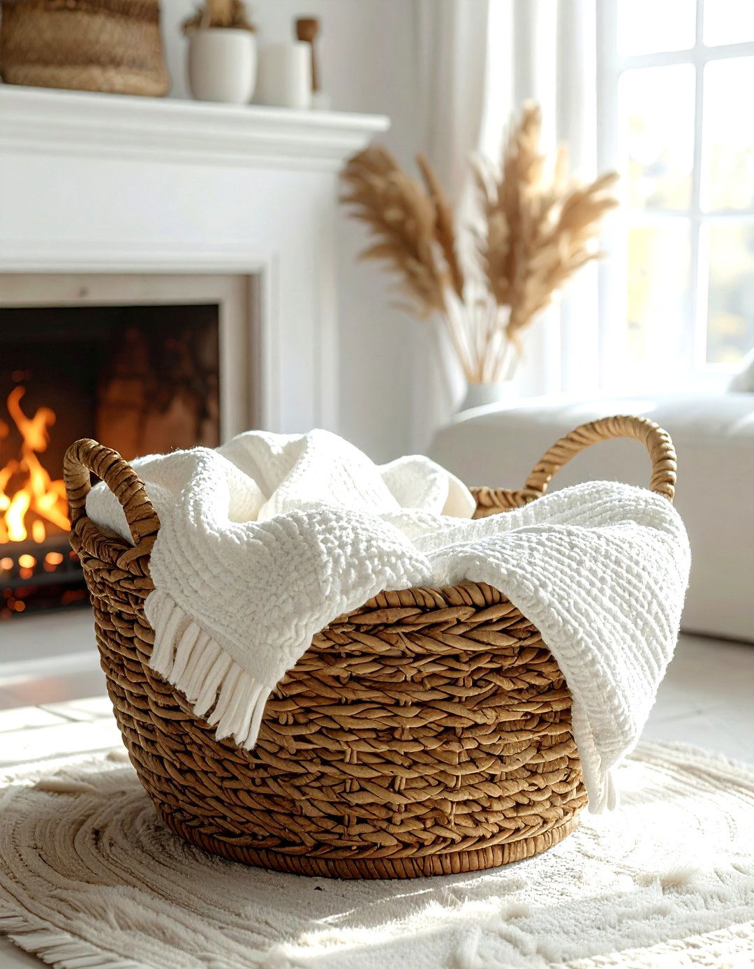 Woven wicker basket - 30 coastal home decor ideas