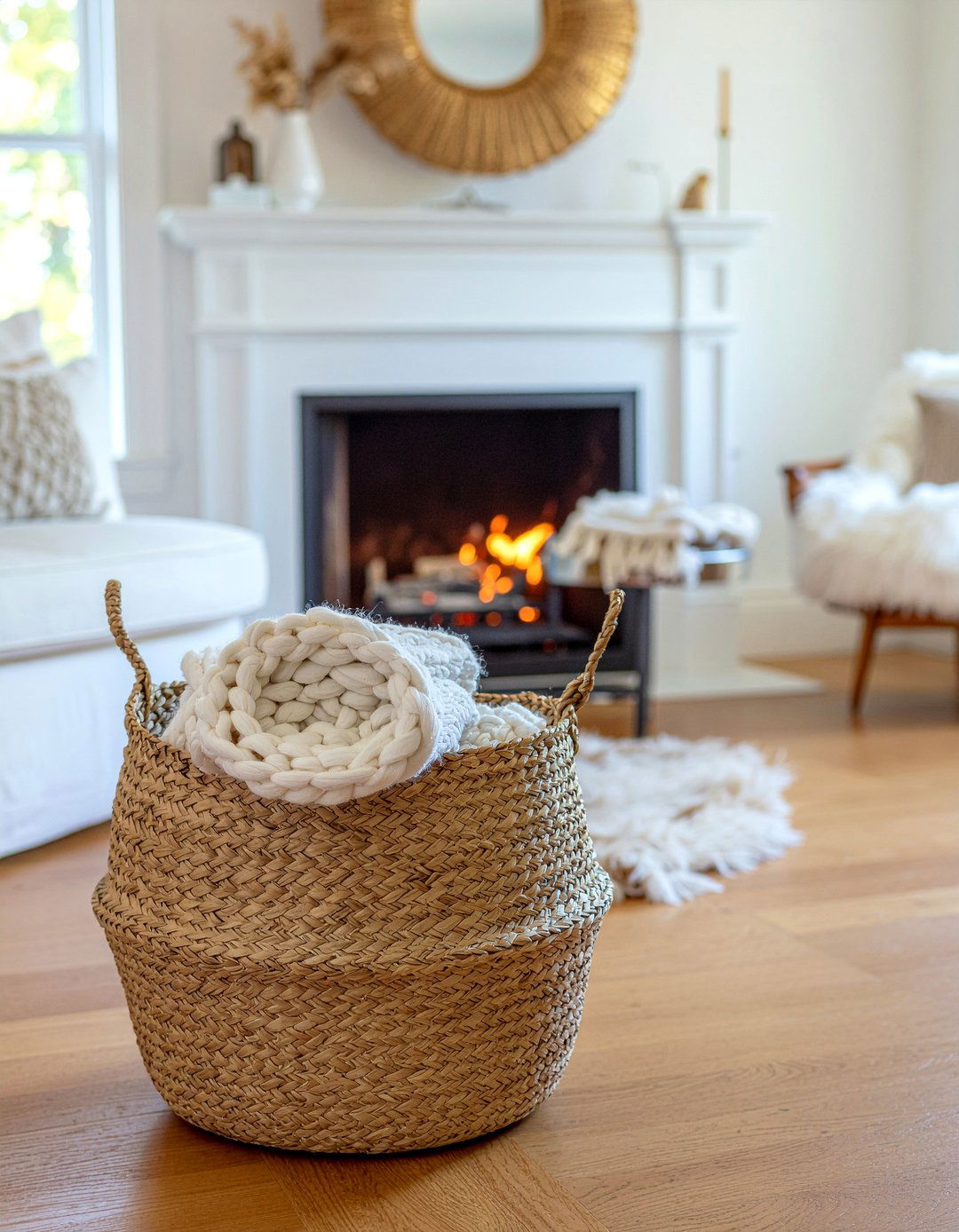 Woven wicker basket - 30 French country living room ideas