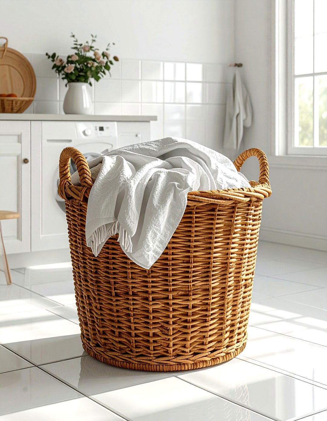 Woven wicker basket - 30 vintage bathroom ideas