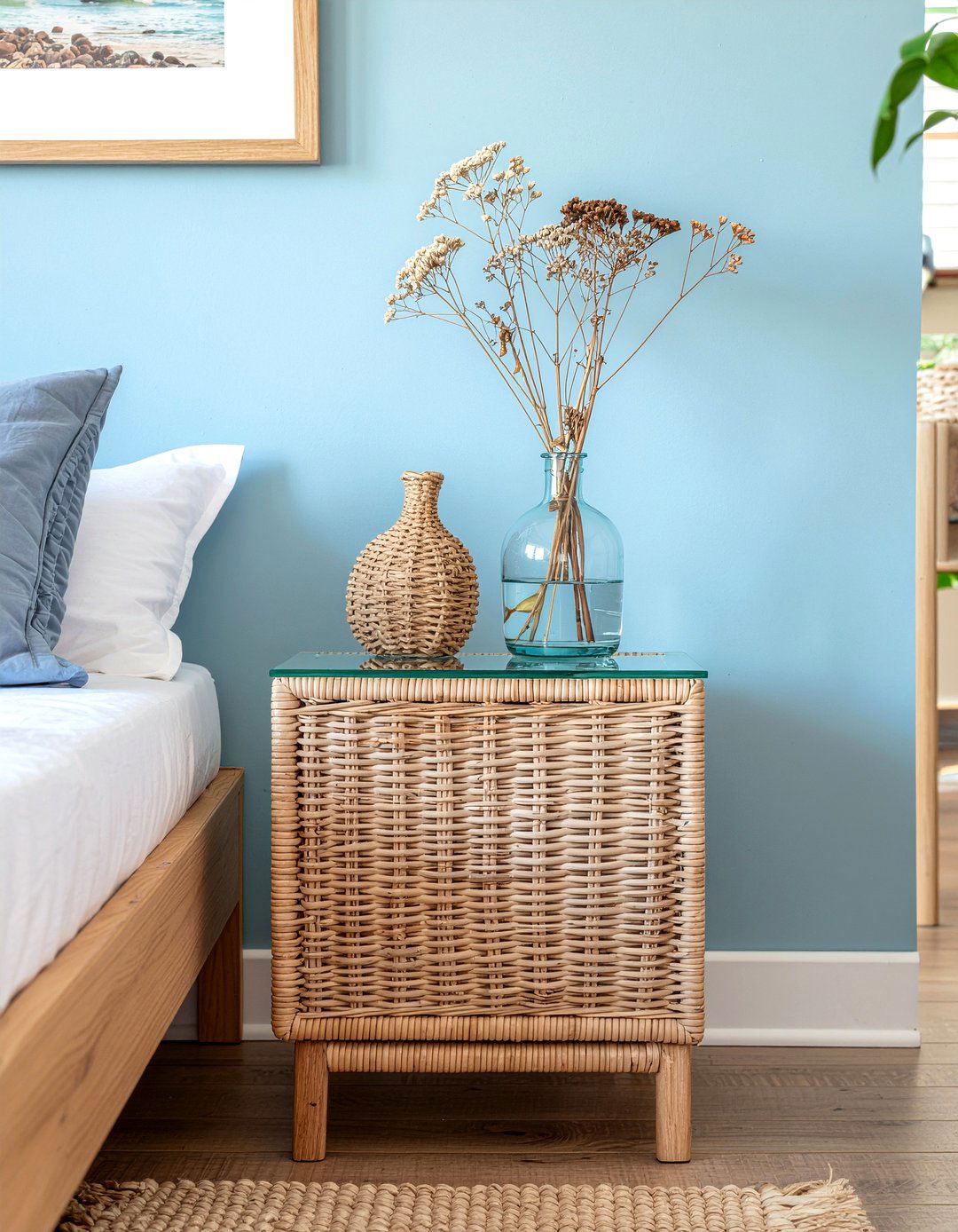 Woven wicker narrow nightstand - 30 bedroom narrow nightstands