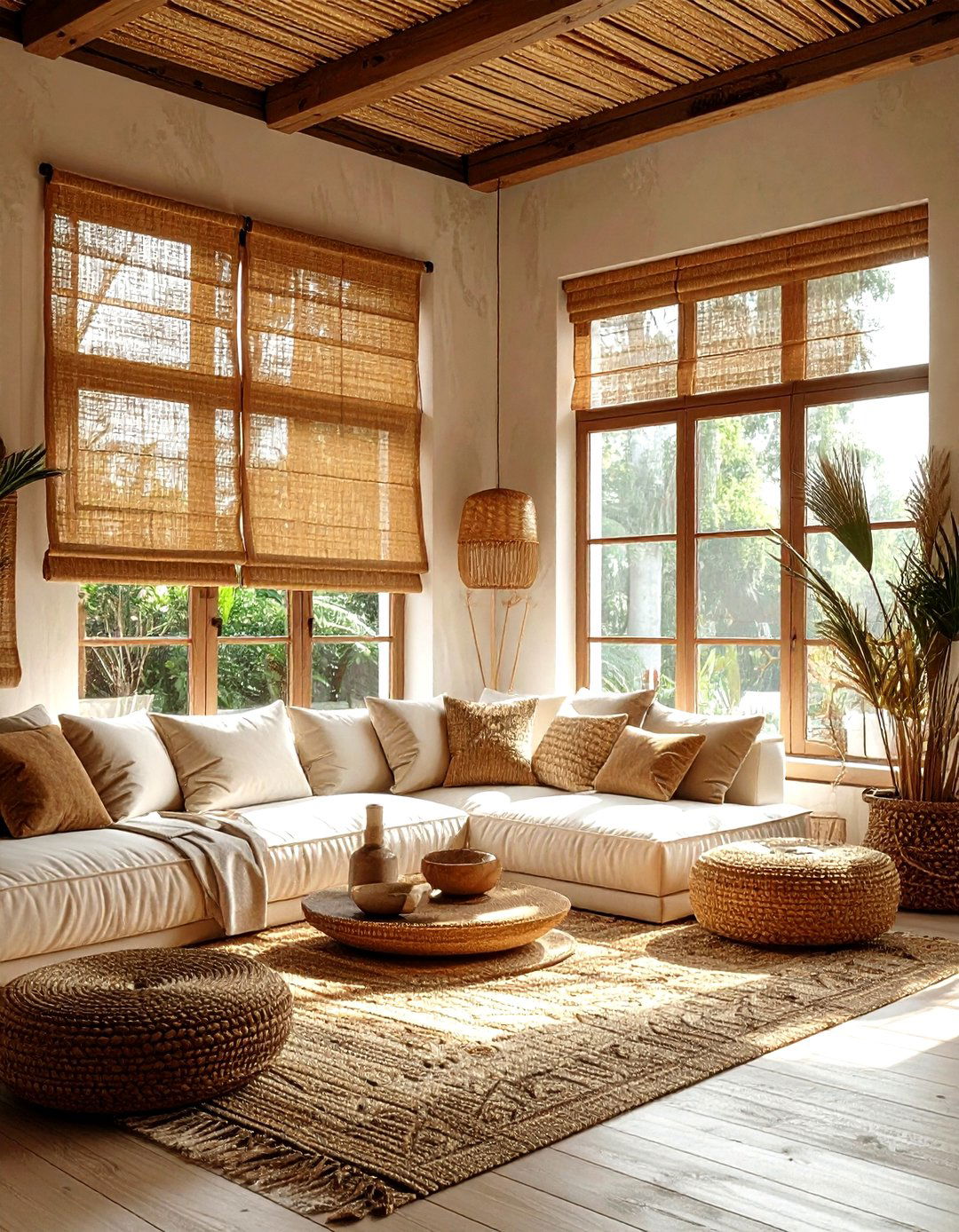 Woven wood shades - 30 living room window treatments