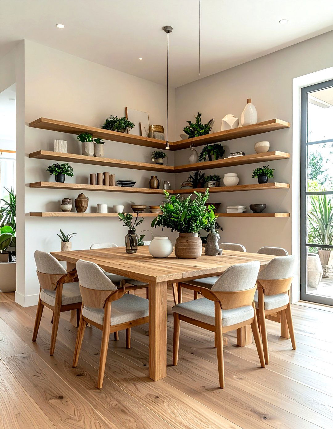 Wrap Around Corner Shelves - 30 dining room corner shelving ideas